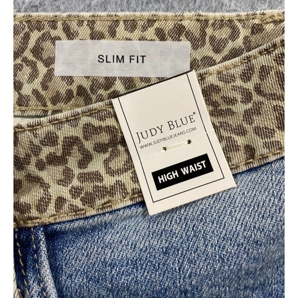 Judy Blue Slim Fit‎ Jeans Women's Size 9/29 Blue Cheetah Camo High Rise Med Wash - Picture 4 of 14